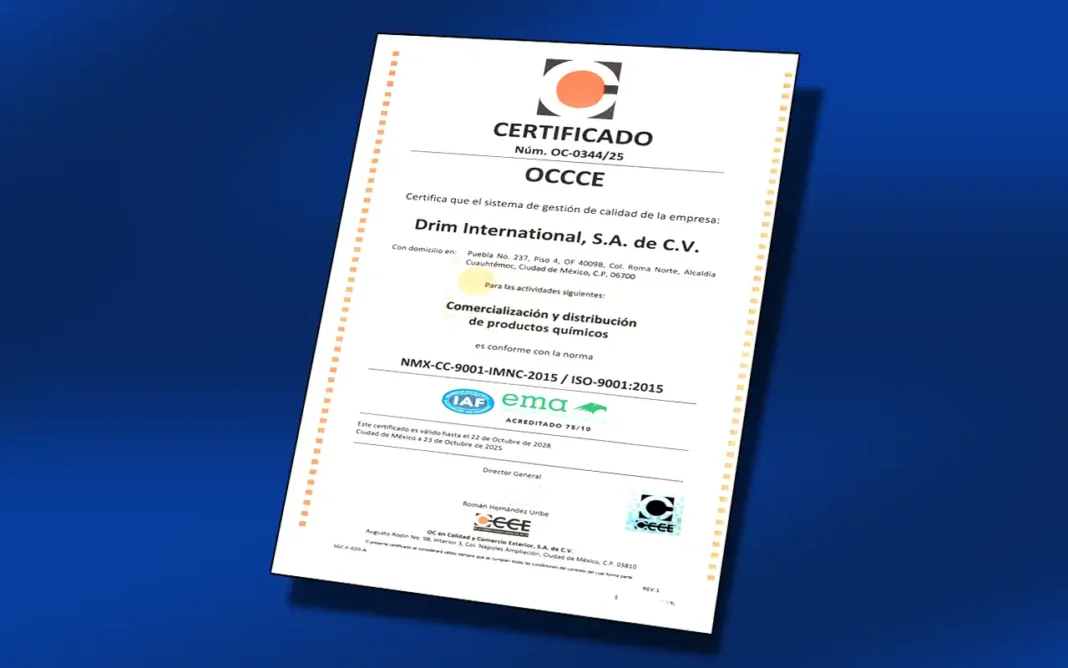 DRIM International obtiene la Certificación ISO 9001 en gestión de calidad y excelencia empresarial